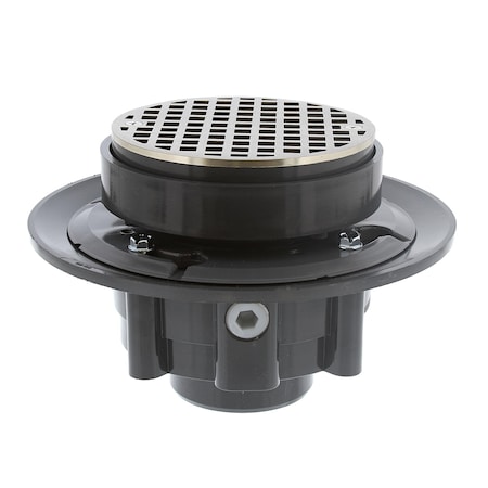 Jones Stephens 2inX3in LevelBest Complete Heavy Duty Drain System, 3in Plastic Spud, 5in Nickel Bronze Strainer D49644
